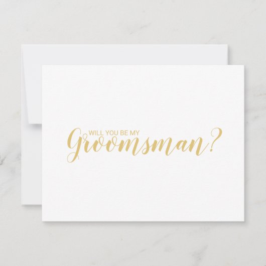 Bent u mijn Groomsman? Modern Script Gold Kaart (Voorkant)