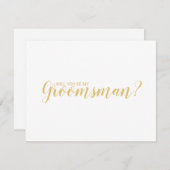 Bent u mijn Groomsman? Modern Script Gold Kaart (Voorkant / Achterkant)