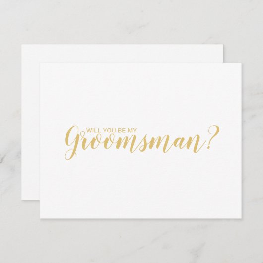 Bent u mijn Groomsman? Modern Script Gold Kaart (Voorkant / Achterkant)