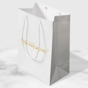 Bent u mijn Groomsman? Modern Script Gold Medium Cadeauzakje