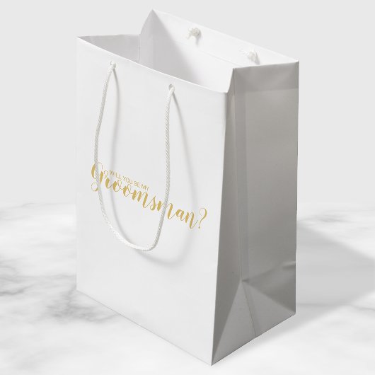 Bent u mijn Groomsman? Modern Script Gold Medium Cadeauzakje