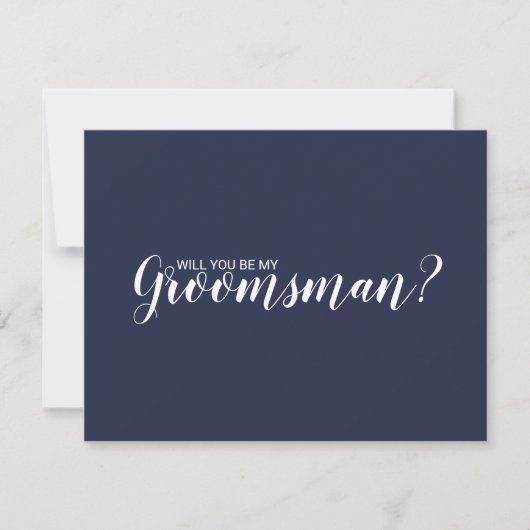 Bent u mijn Groomsman? Modern Script Navy Blue Kaart (Voorkant)