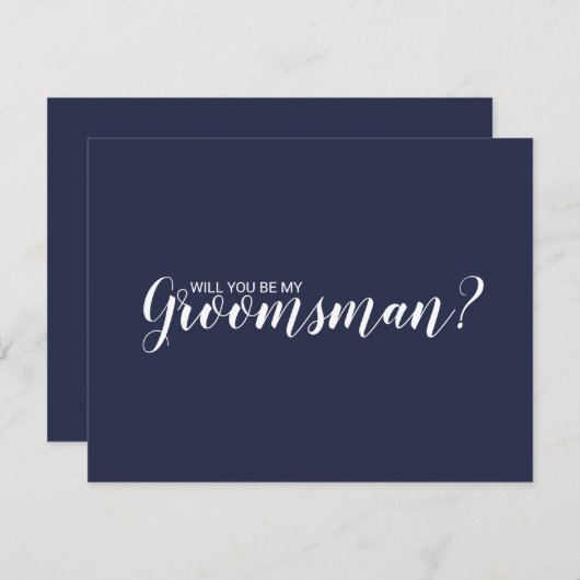 Bent u mijn Groomsman? Modern Script Navy Blue Kaart (Voorkant / Achterkant)