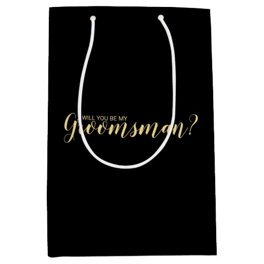 Bent u mijn Groomsman? Modern voorstel Medium Cadeauzakje (Voorkant)