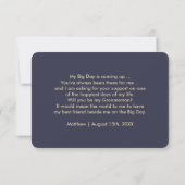 Bent u mijn Groomsman? Navy Blue Gold Wedding Kaart (Achterkant)