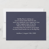 Bent u mijn Groomsman? Navy Blue Silver Wedding Kaart (Achterkant)