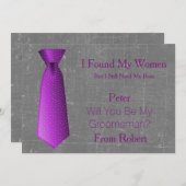 Bent u mijn Groomsman Paars en wit Stropdas? Kaart (Voorkant / Achterkant)