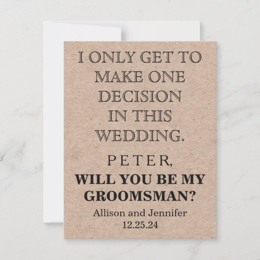 Bent u mijn Groomsman? Persoonlijke uitnodiging (Voorkant)