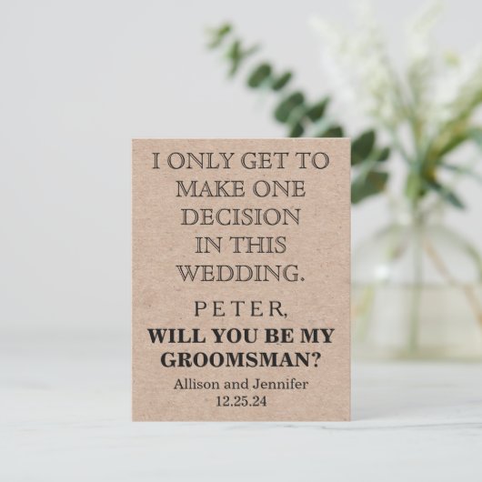 Bent u mijn Groomsman? Persoonlijke uitnodiging (Staand voorkant)