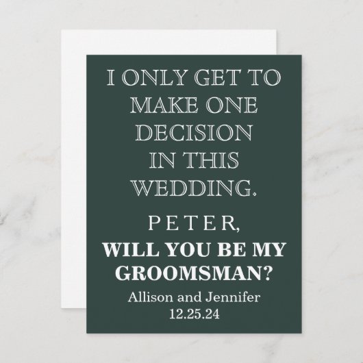 Bent u mijn Groomsman? Persoonlijke uitnodiging (Voorkant / Achterkant)