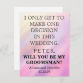 Bent u mijn Groomsman? Persoonlijke uitnodiging (Voorkant / Achterkant)