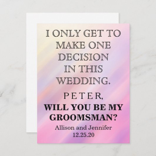 Bent u mijn Groomsman? Persoonlijke uitnodiging (Voorkant / Achterkant)