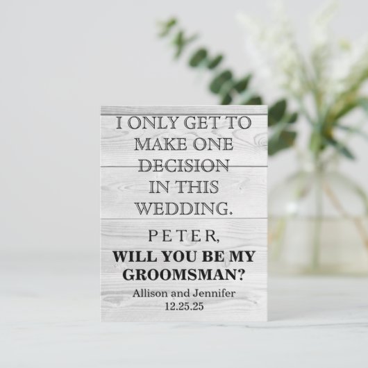Bent u mijn Groomsman? Persoonlijke uitnodiging (Staand voorkant)