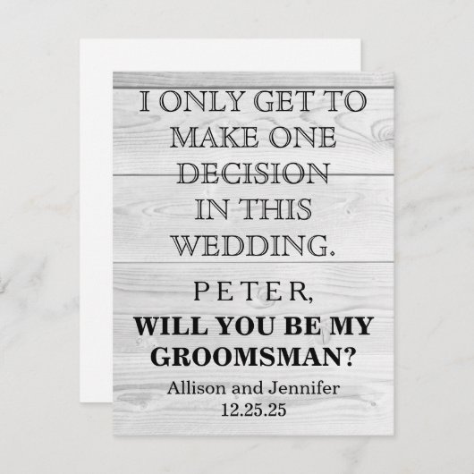 Bent u mijn Groomsman? Persoonlijke uitnodiging (Voorkant / Achterkant)