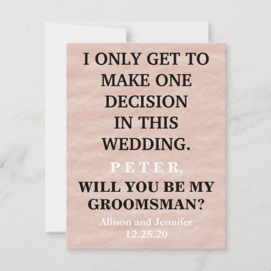 Bent u mijn Groomsman? Persoonlijke uitnodiging (Voorkant)