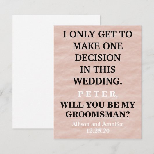 Bent u mijn Groomsman? Persoonlijke uitnodiging (Voorkant / Achterkant)