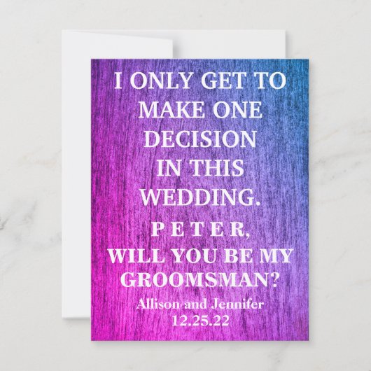 Bent u mijn Groomsman? Persoonlijke uitnodiging (Voorkant)