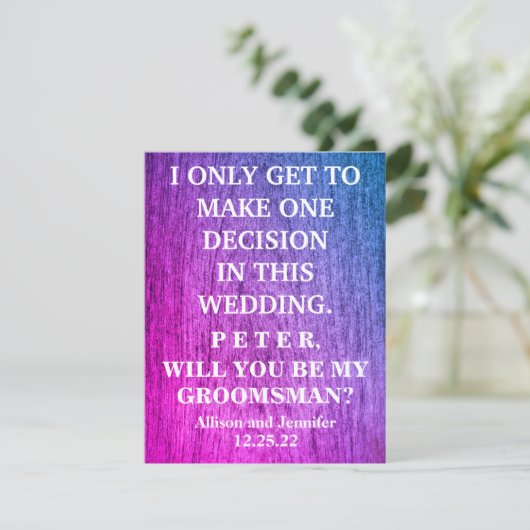 Bent u mijn Groomsman? Persoonlijke uitnodiging (Staand voorkant)