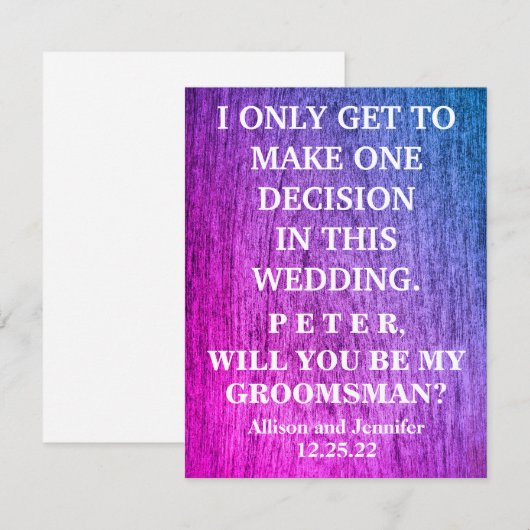 Bent u mijn Groomsman? Persoonlijke uitnodiging (Voorkant / Achterkant)