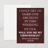 Bent u mijn Groomsman? Persoonlijke uitnodiging (Voorkant / Achterkant)