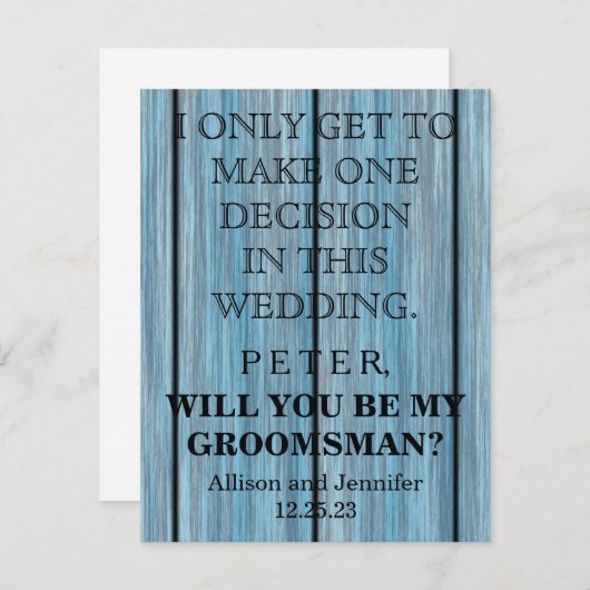 Bent u mijn Groomsman? Persoonlijke uitnodiging (Voorkant / Achterkant)