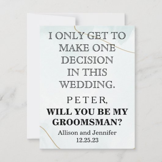 Bent u mijn Groomsman? Persoonlijke uitnodiging (Voorkant)