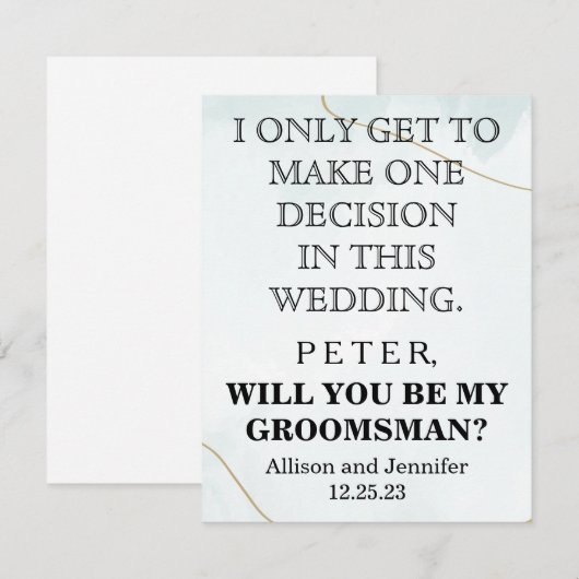 Bent u mijn Groomsman? Persoonlijke uitnodiging (Voorkant / Achterkant)