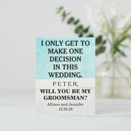 Bent u mijn Groomsman? Persoonlijke uitnodiging (Staand voorkant)