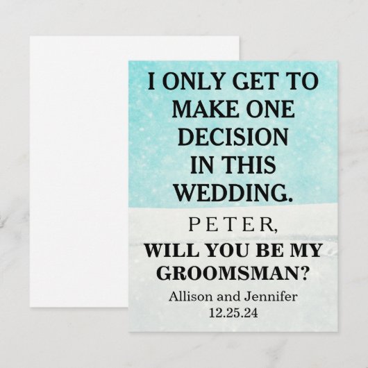 Bent u mijn Groomsman? Persoonlijke uitnodiging (Voorkant / Achterkant)