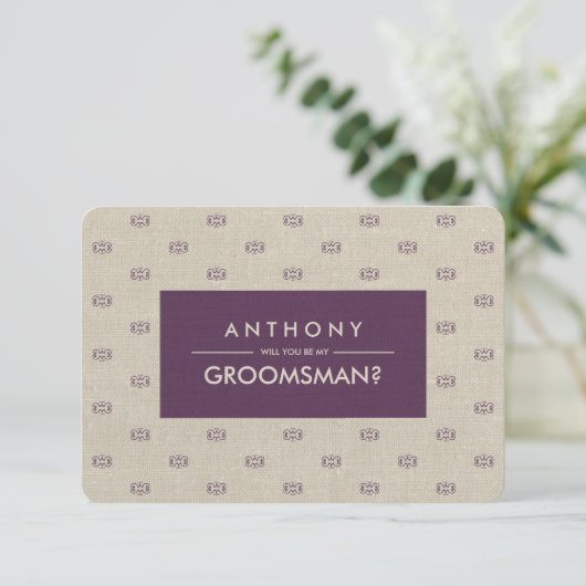 Bent u mijn Groomsman? Plum Pattern Kaart (Staand voorkant)