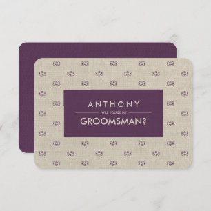 Bent u mijn Groomsman?  Plum Pattern Kaart