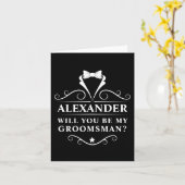 Bent u mijn Groomsman Tuxedo Stropdas Black Note? Kaart (Gele Bloem)