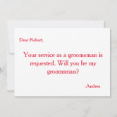 Bent u mijn Groomsman? Uitnodiging (Achterkant)