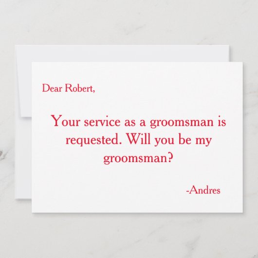 Bent u mijn Groomsman? Uitnodiging (Achterkant)