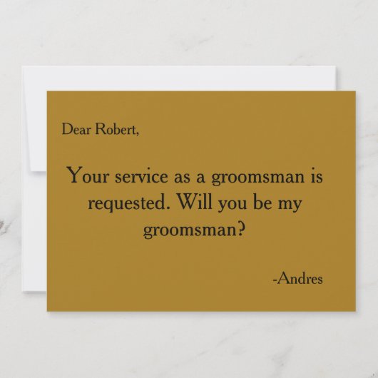 Bent u mijn Groomsman? Uitnodiging (Achterkant)