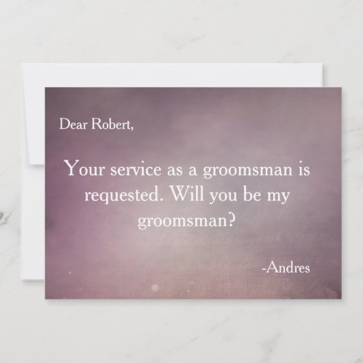Bent u mijn Groomsman? Uitnodiging voorstel (Achterkant)