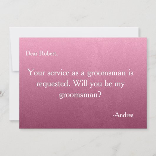Bent u mijn Groomsman? Voorstel Kaart (Achterkant)