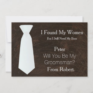 Bent u mijn Groomsman White & Black Stropdas Invit Kaart