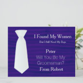 Bent u mijn Groomsman White & Black Stropdas Invit Kaart (Staand voorkant)