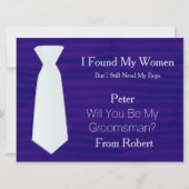 Bent u mijn Groomsman White & Black Stropdas Invit Kaart (Voorkant)