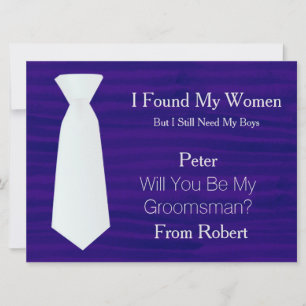 Bent u mijn Groomsman White & Black Stropdas Invit Kaart