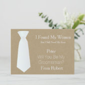 Bent u mijn Groomsman wit en zwart Stropdas? Kaart (Staand voorkant)