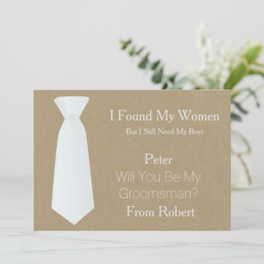 Bent u mijn Groomsman wit en zwart Stropdas? Kaart (Staand voorkant)