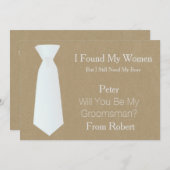 Bent u mijn Groomsman wit en zwart Stropdas? Kaart (Voorkant / Achterkant)