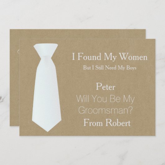 Bent u mijn Groomsman wit en zwart Stropdas? Kaart (Voorkant / Achterkant)