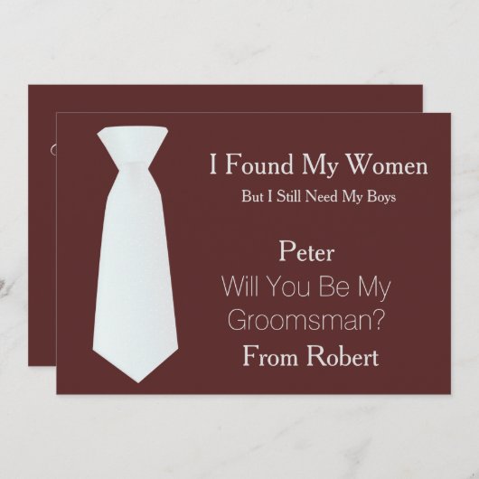 Bent u mijn Groomsman wit en zwart Stropdas? Kaart (Voorkant / Achterkant)