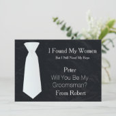 Bent u mijn Groomsman wit en zwart Stropdas? Kaart (Staand voorkant)