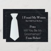 Bent u mijn Groomsman wit en zwart Stropdas? Kaart (Voorkant / Achterkant)