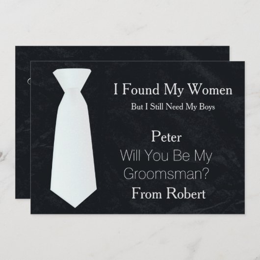 Bent u mijn Groomsman wit en zwart Stropdas? Kaart (Voorkant / Achterkant)