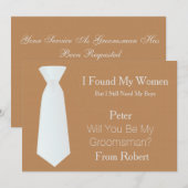 Bent u mijn Groomsman wit en zwart Stropdas? Kaart (Voorkant / Achterkant)